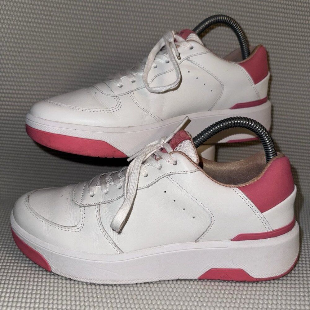 Fitflop Rally Evo White Pink Leather Platform Sneaker Shoes Womens Size 7.5